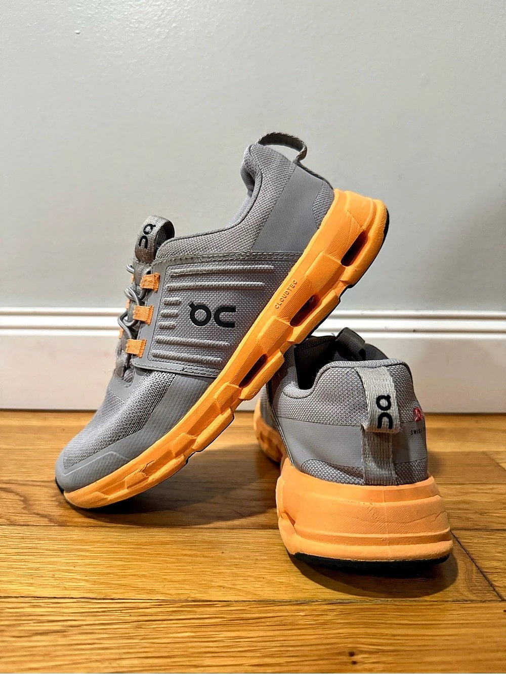On Cloudflyer Gray & Orange youth size45 3 Athletic Shoes